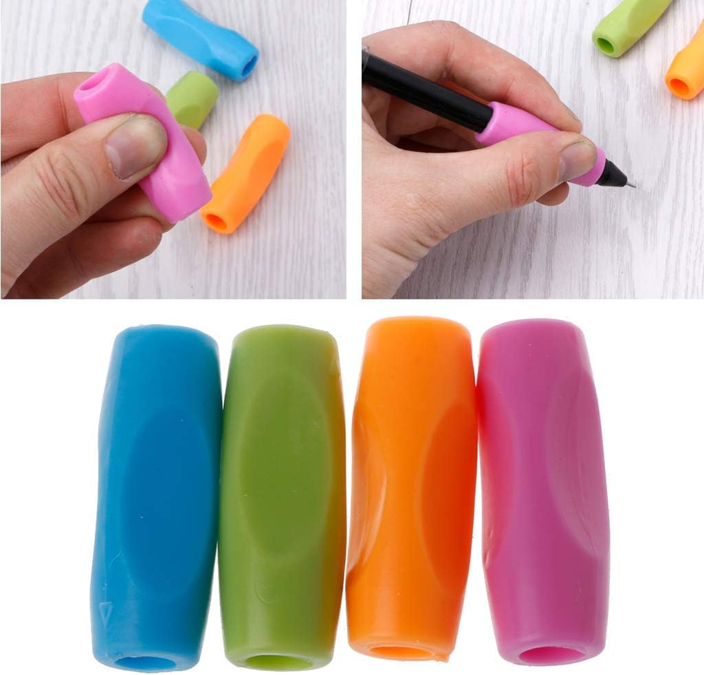 4Pcs Ergonomic Pencil Grippers for Kids - Silicone Writing Aid for Handwriting Posture Correction, Universal Pencil Holders for Toddlers & Children - Perfect for School, Homework & Office Desk Organization