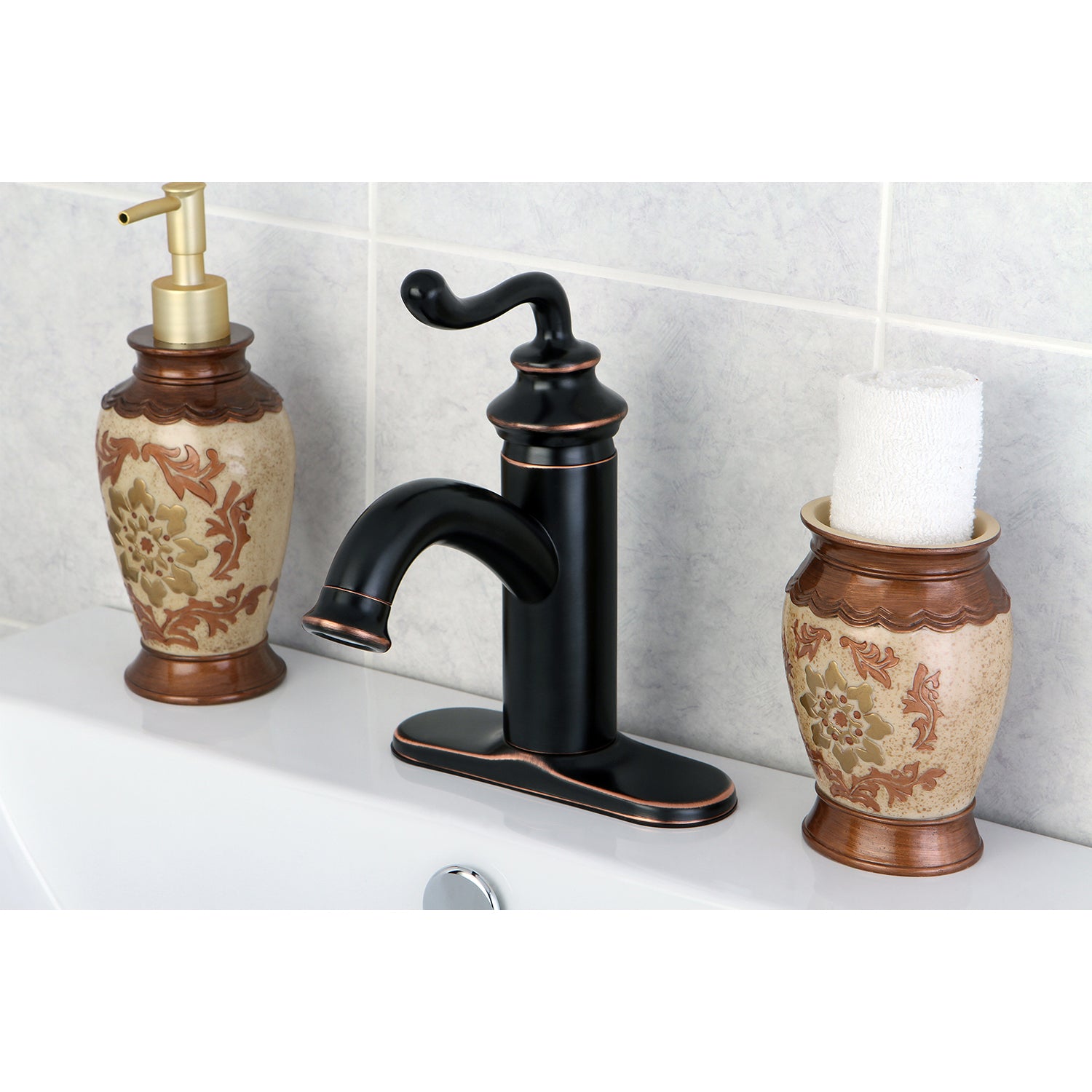 Royale Single Handle Monoblock Bathroom Sink Faucet - Modern Waterfall Spout for Bathroom Vanity & Powder Room (Oil Rubbed Bronze Finish)