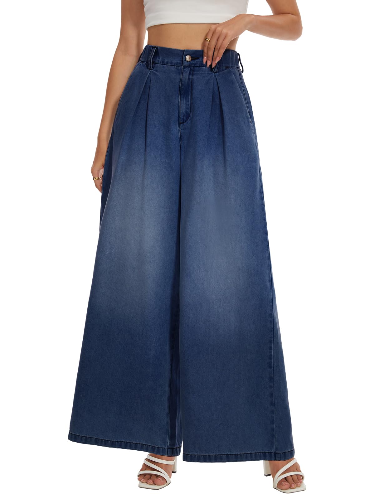 Tapata Women's High Waist Wide Leg Jeans - 24