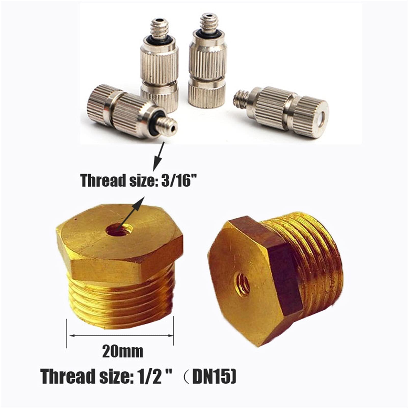 10pcs Brass Garden Misting Nozzles - 1/2