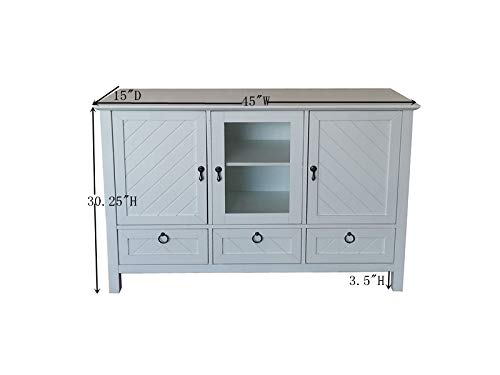 KB Designs - 3-Drawer White Wood Buffet Accent Cabinet Console Table for Dining Room, Entryway & Living Room Decor