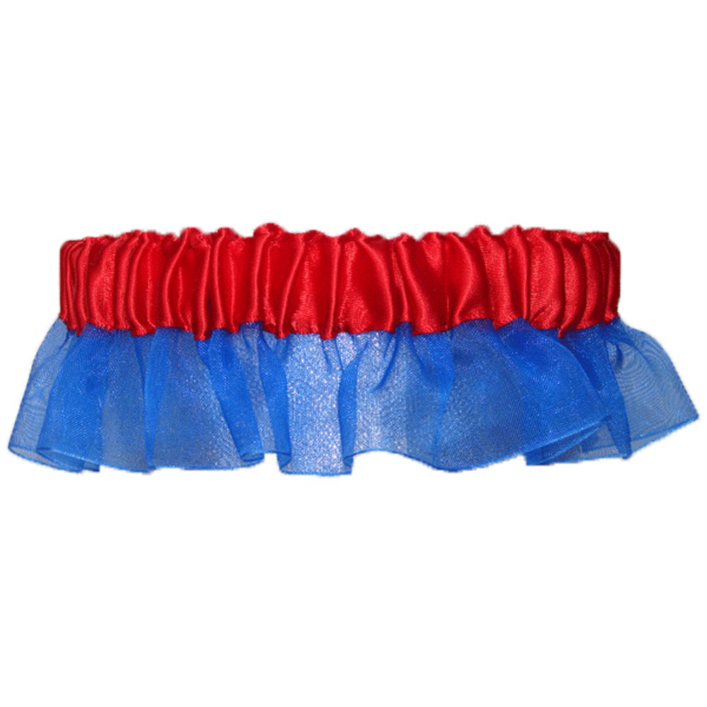 Scarlett Satin and Organza Wedding Garter Set - Elegant Royal Blue & Red Bridal Garter for Boudoir, Bridal Shower, and Wedding Night Accessories