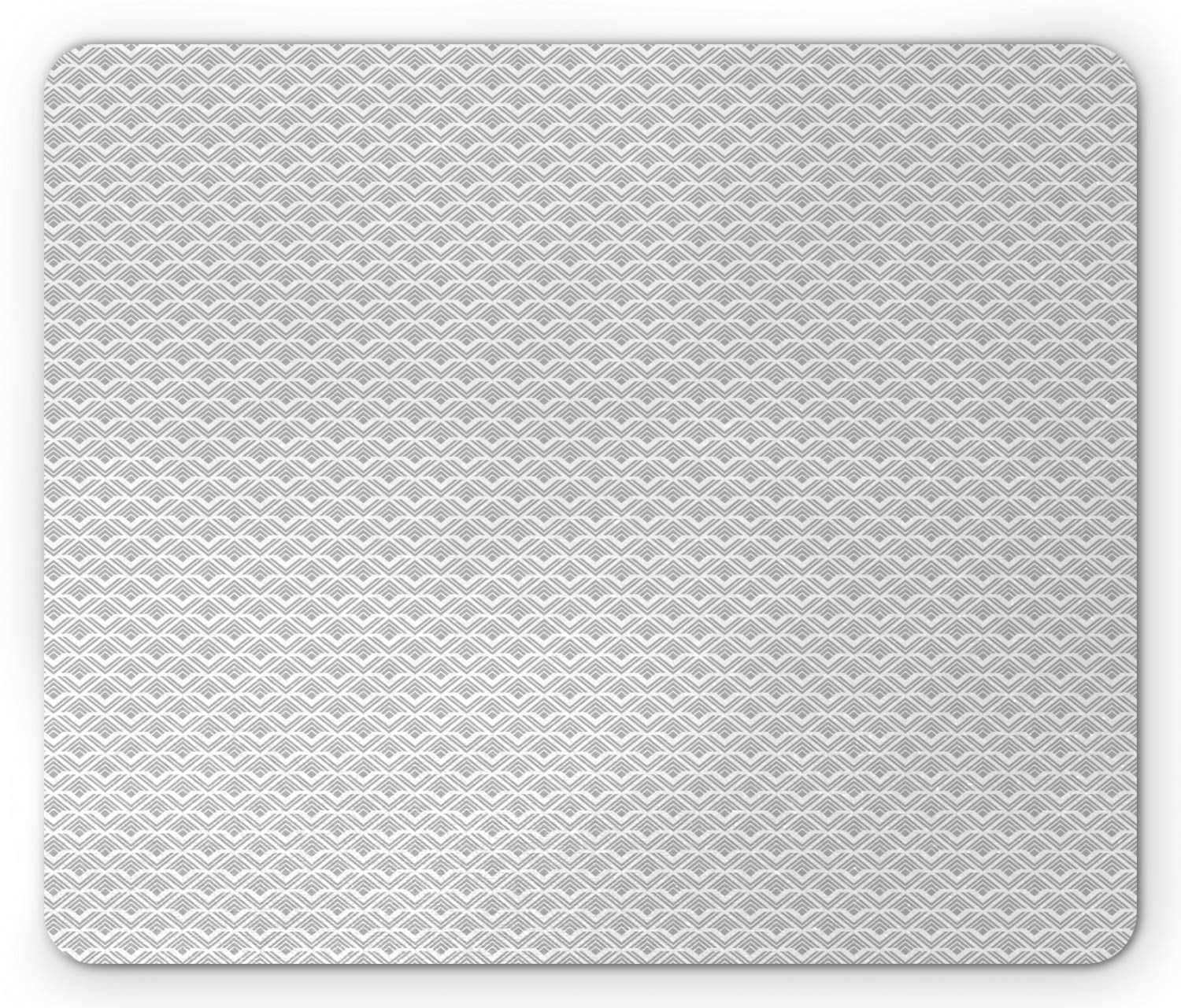 Ambesonne Grey Geometric Mouse Pad - Non-Slip Rubber Gaming Mousepad with Striped Chevron Pattern, Standard Size (Pale Grey/White) | Perfect for Office, Home & Gaming Setup