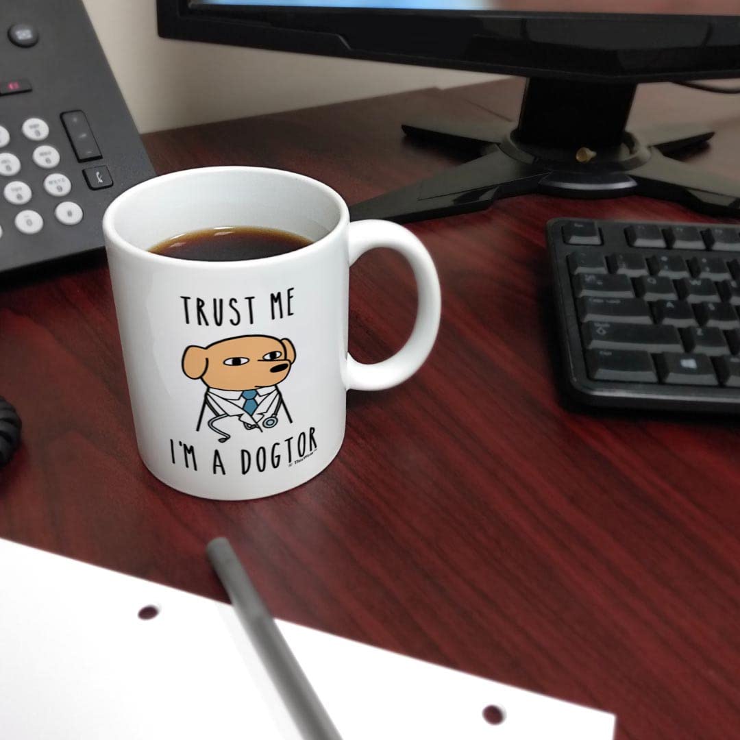 Funny Veterinarian Gifts for Men - 'Trust Me I'm a Dogtor' 11oz Ceramic Coffee Mug - Perfect Vet Appreciation Gift for Dog Lovers & Coffee Drinkers