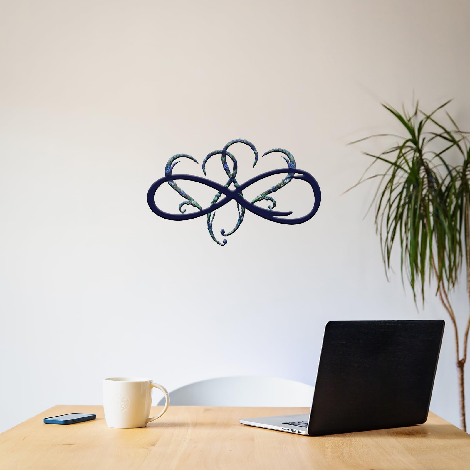 Infinity Double Heart Metal Wall Decor - Personalized Love Sign for Home, Bedroom, Outdoor - Steel Wall Hanging Art for Anniversary & Wedding Gifts (Blue)