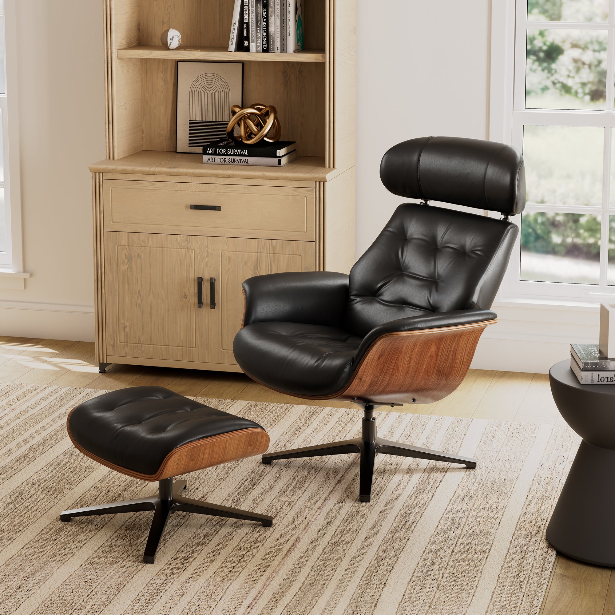 Modern Matteo Lounge Chair with Ottoman Set - Comfortable Accent Chair for Living Room, Bedroom, or Office - Perfect for Relaxing and Reading