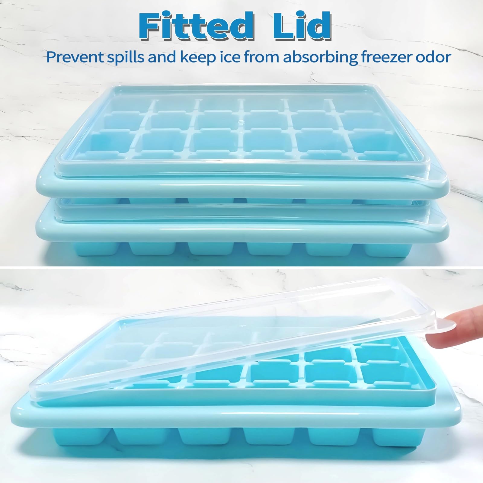 ARTLEO Large Ice Cube Trays with Lid & Storage Bin - 2 Pack (48 Cubes) | BPA Free, Easy Release, Spill-Proof Cover & Scoop Included | Perfect for Cocktails, Whiskey, and Party Drinks