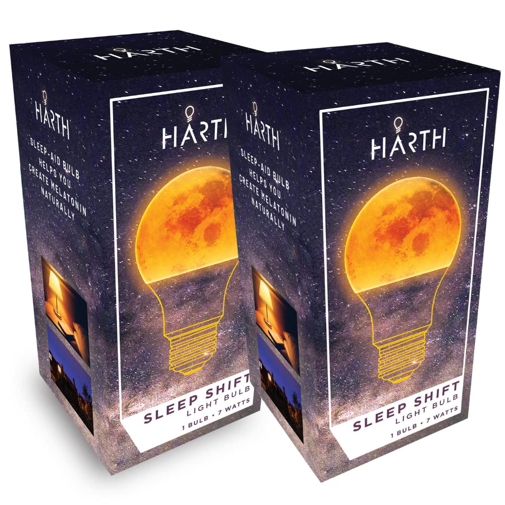 2 Pack Amber Sleep Light Bulbs - Blue Light Blocking LED for Bedroom, Warm Soft Glow, 7W E26 Base (60W Equivalent) - Perfect for Night Lamps, Nursery, Kids Room & Relaxation