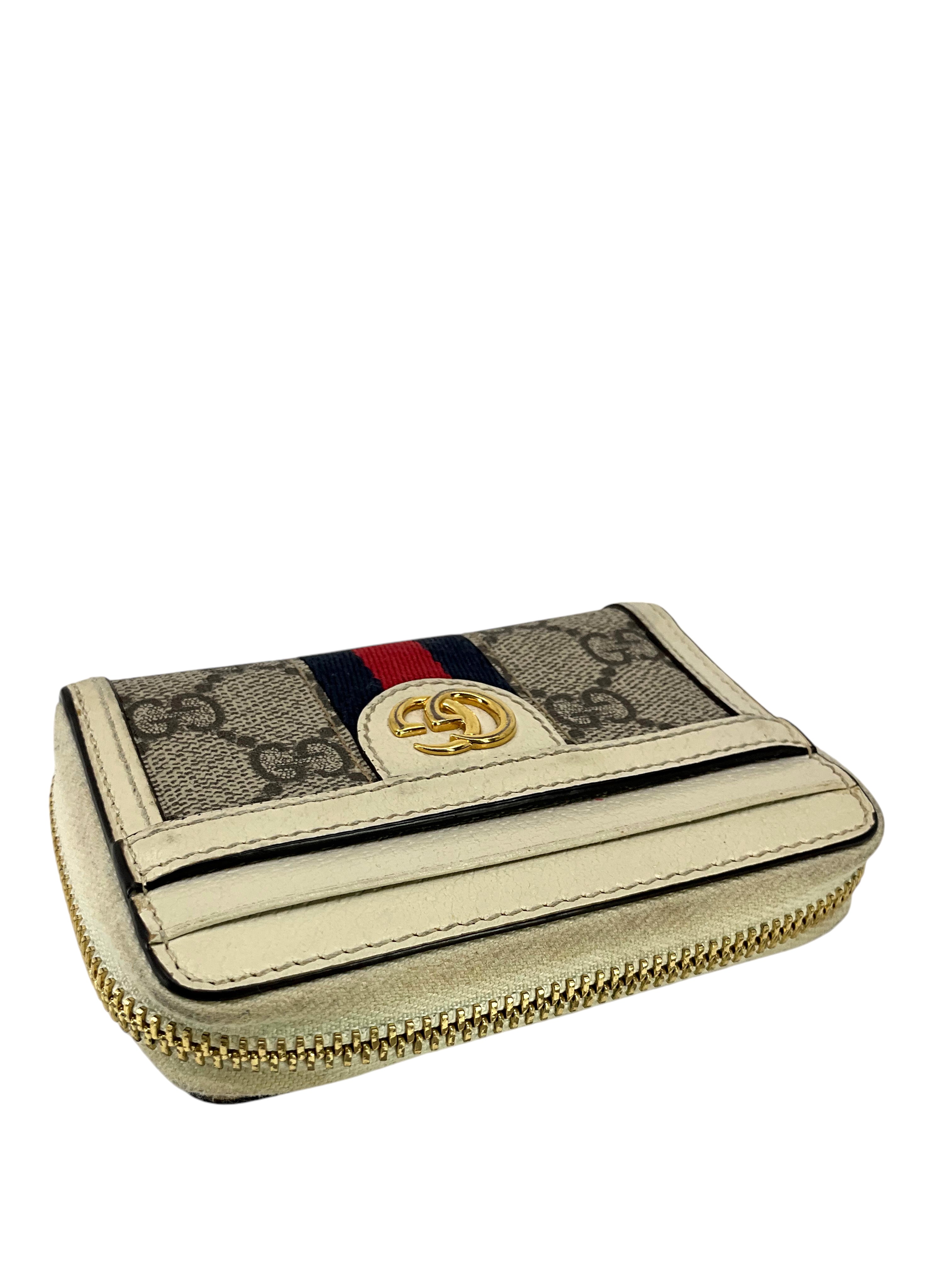 GUCCI Ophidia Supreme GG Card Case Wallet - Luxury Leather Card Holder for Men & Women - Perfect for Everyday Use, Travel & Business (Red)