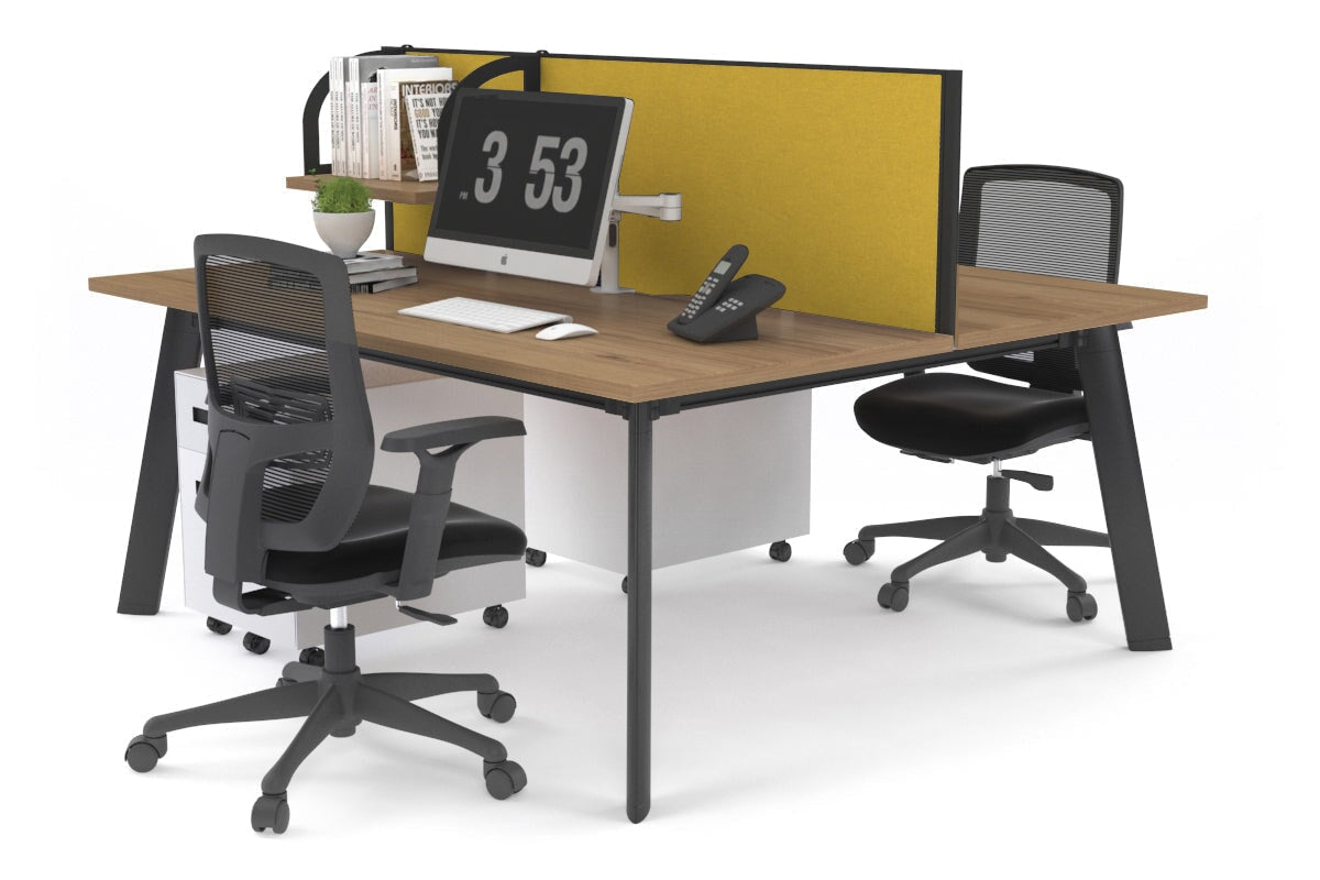 2-Person Workstation with Black Frame - 1800L x 700W Dimensions for Office or Home Office Use