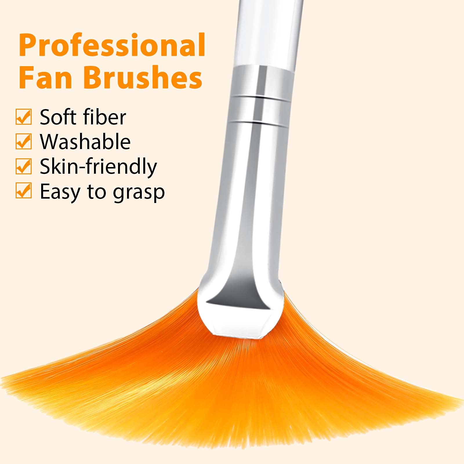 Patelai 14-Piece Fan Brush Set for Makeup - Professional Face Cosmetic Brushes for Foundation, Blush & Contouring (Yellow) - Perfect for Makeup Artists & Beauty Enthusiasts