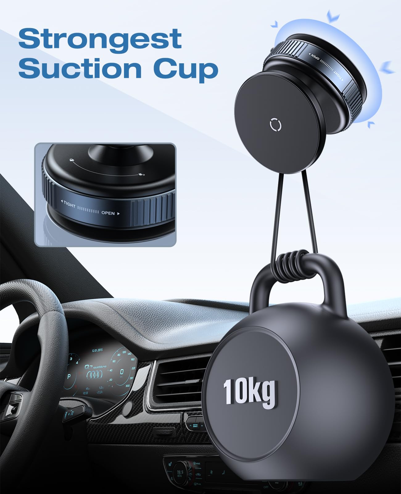 Magnetic Car Phone Holder with 360° Adjustable Suction Cup Mount - Universal Smartphone Stand for iPhone, Samsung, Android - Perfect for Gym, Mirror, Dashboard & Smooth Surfaces - Secure Hands-Free Use While Driving, Working Out or at Home