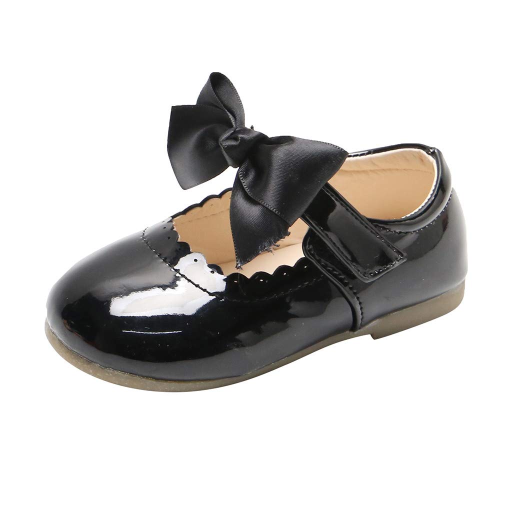 DEESEE Baby Girl Leather Shoes - Butterfly Knot Sandals for Toddler Playtime