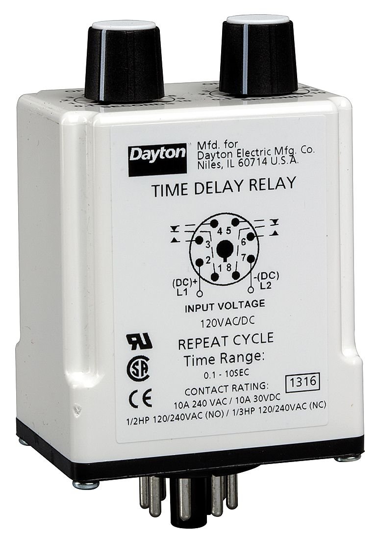 MACROMATIC TR-60626 10 AMP DPDT Timer Relay - 12V AC/DC, 50ms-30min Adjustable Delay, True Off Delay for Industrial Automation & HVAC Systems