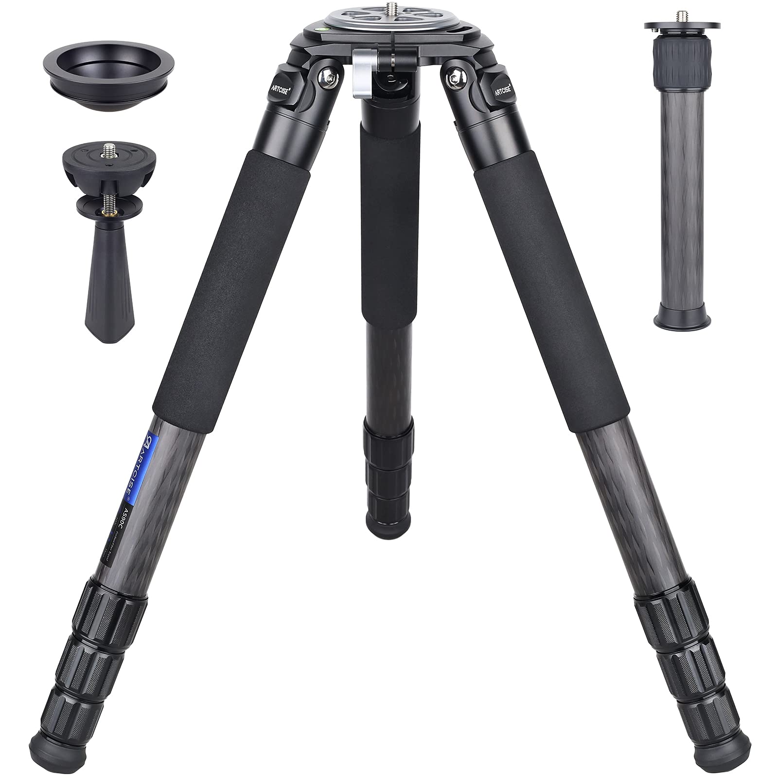 10-Layer 40mm Carbon Fiber Tripod with 2-Section External Center Column - Ultra Stable Professional Heavy Duty Carbon Bowl Tripod (Max Load 88 lbs/40 kg) for DSLR Cameras & Camcorders - Perfect for Outdoor Photography, Studio Shoots & Videography (90C Ultra Model)