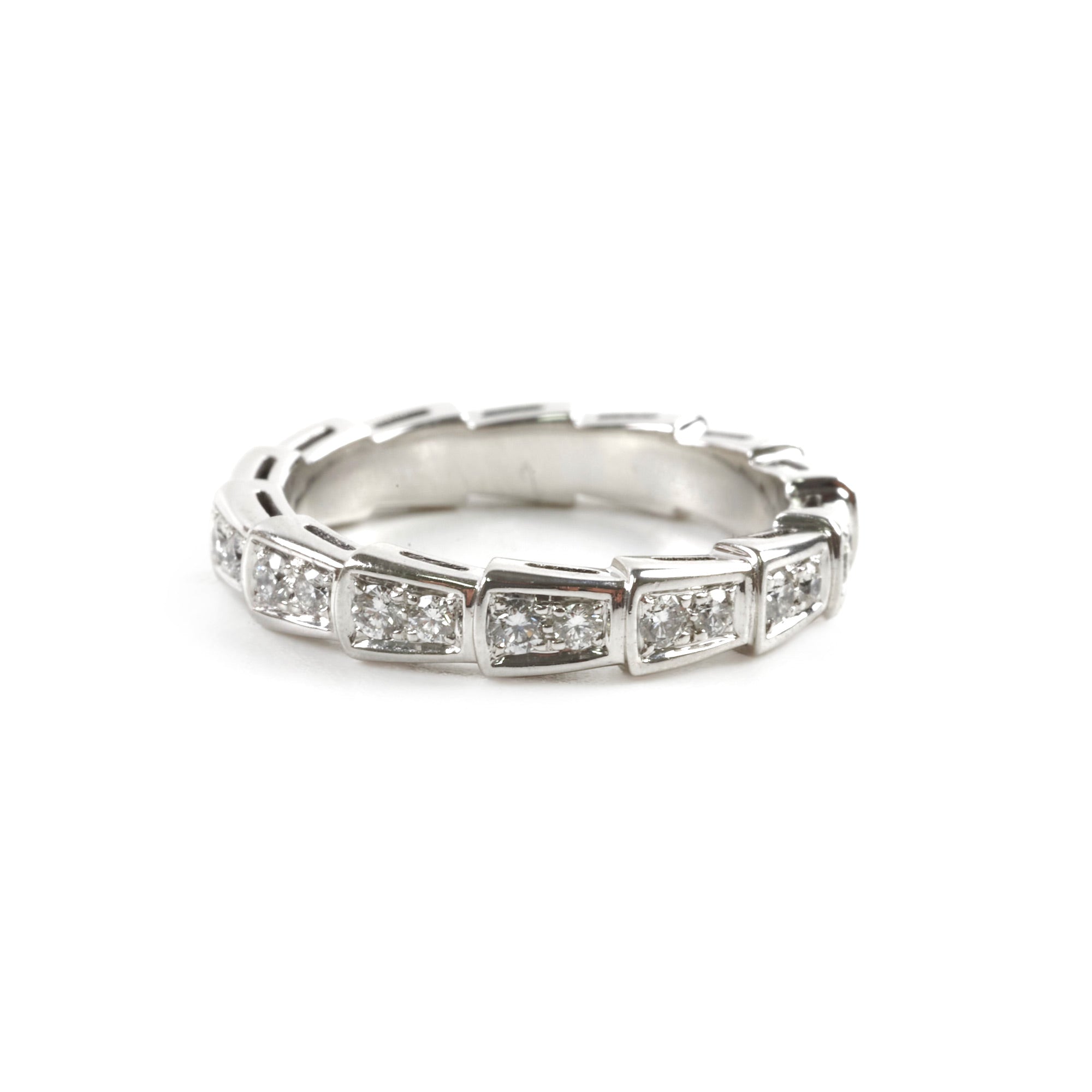 Bvlgari Serpenti Viper Ring in White Gold with Diamonds - Size 51 | Luxury Jewelry for Women, Perfect for Weddings, Anniversaries & Special Occasions