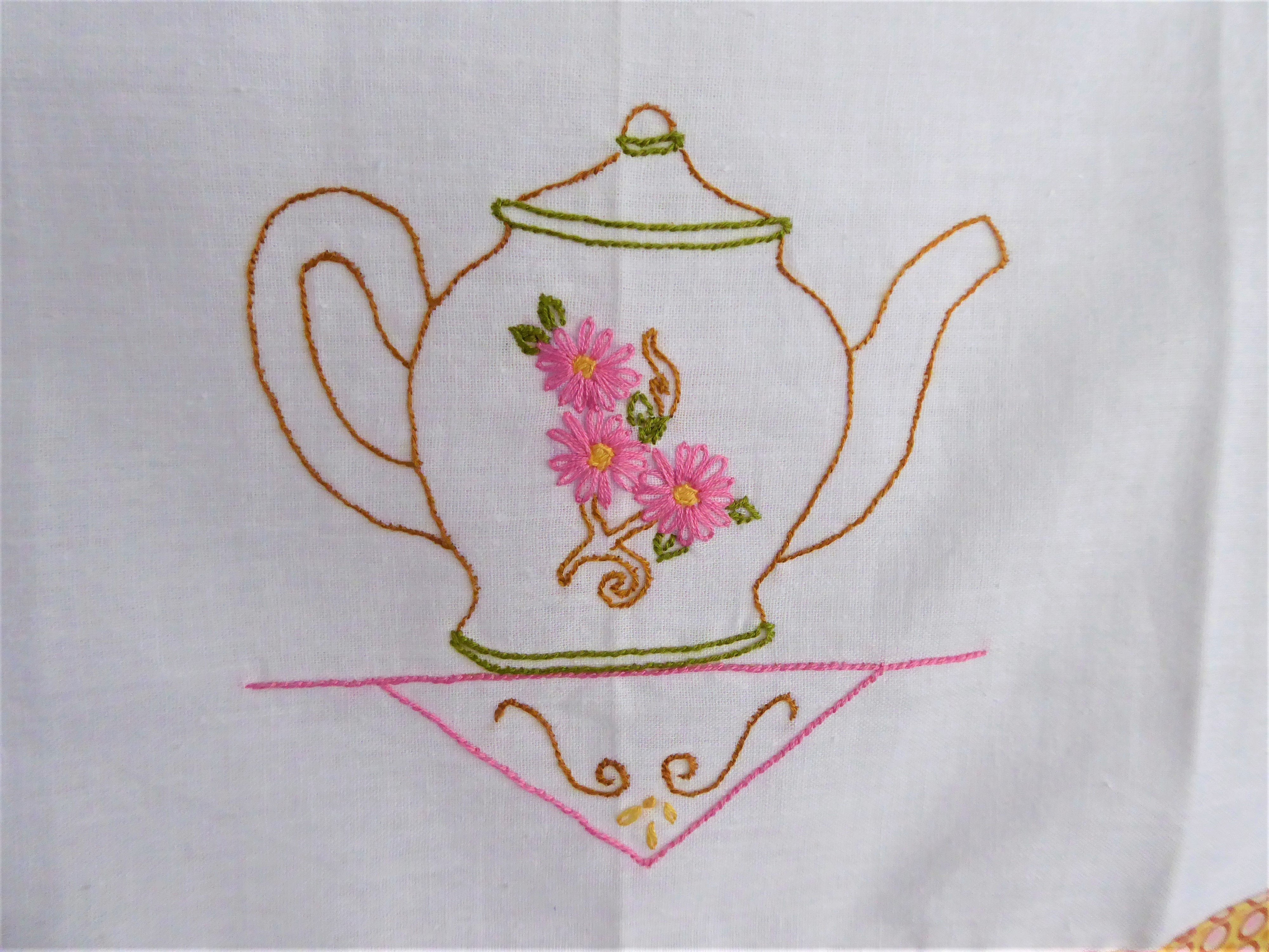 Hand Embroidered Tea Towel - Polka Dot Silver Cotton Dish Towel for Kitchen & Dining | USA Artisan Crafted | Perfect for Tea Parties, Gift Giving & Home Decor