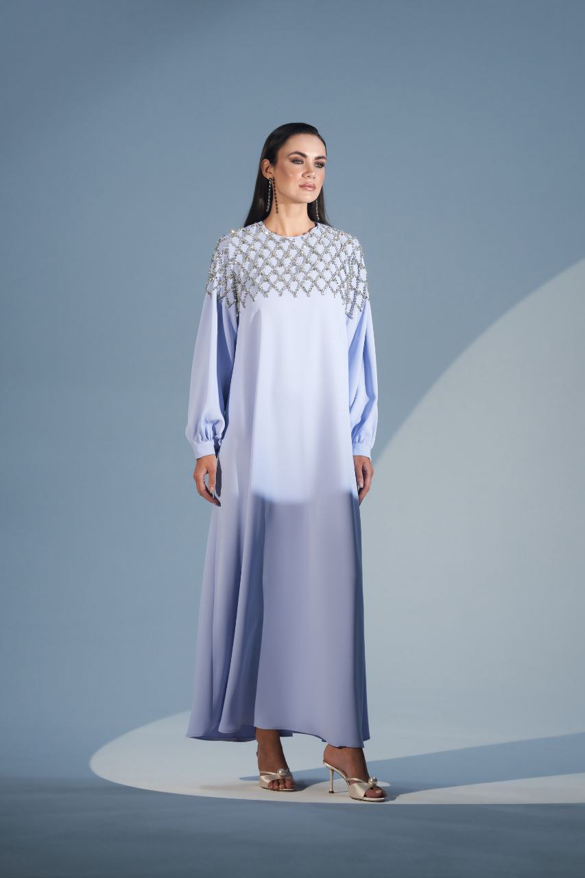 Elegant Rhinestone Embellished Abaya Dress for Women - Available in 3 Colors (Black, Navy, Burgundy) | Perfect for Eid, Weddings & Special Occasions