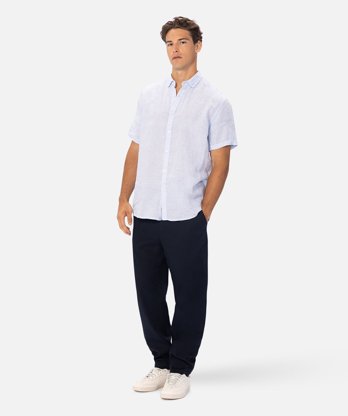 Premium Tennyson Linen Short Sleeve Shirt for Men - Sky Blue | Breathable & Lightweight Summer Casual Shirt | Perfect for Beach, Vacation & Outdoor Activities