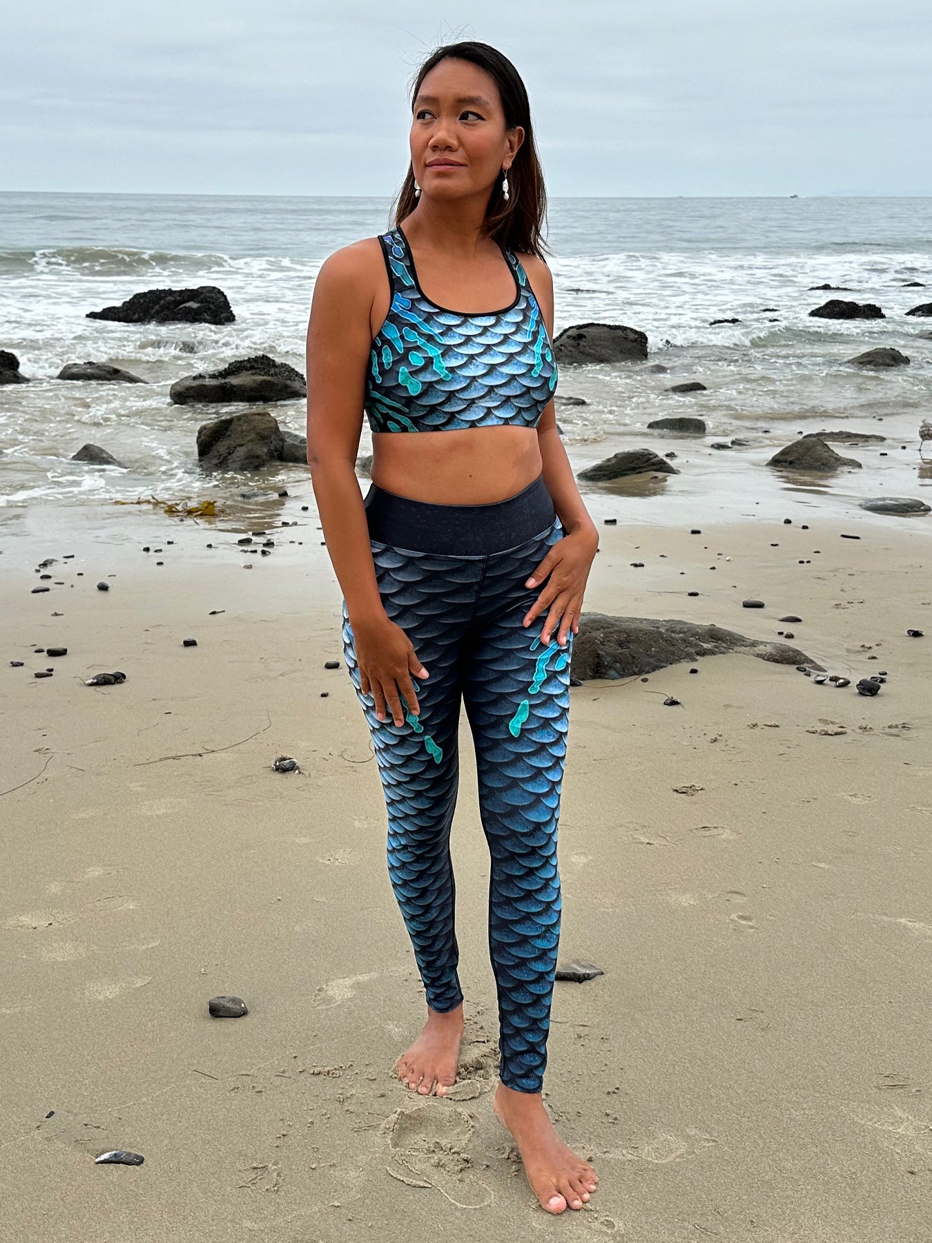 Midnight Swim Leggings for Women - High Waisted Yoga Pants with Pockets - Comfortable Workout Tights for Running, Gym & Swimming