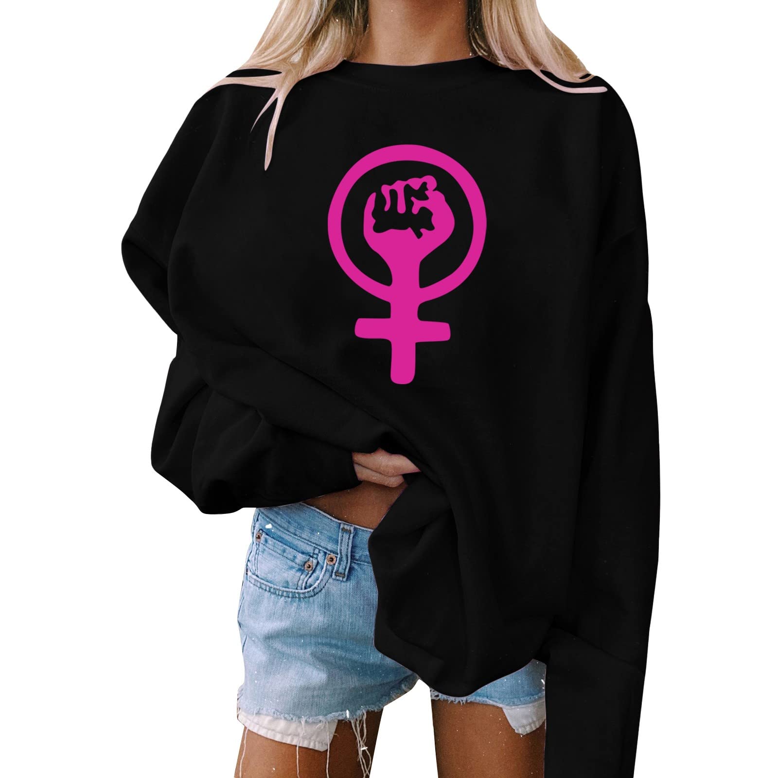 Women's Oversized Halloween Pumpkin Printed Sweater - Loose Long Sleeve Pullover with Drawstring to Hide Stomach | Perfect for Fall Fashion, Halloween Costumes & Casual Wear