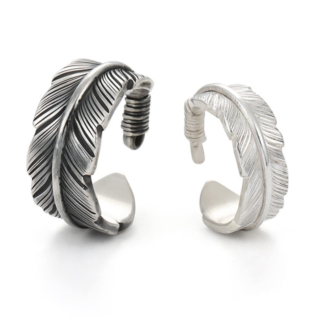 LVGPH Adjustable Angel Wings Feather Ring - Vintage Open Couple Ring for Women & Men, Retro Copper & Silver Guardian Ring - Perfect Wedding Band & Romantic Gift for Lovers & Friends (Ideal for Anniversaries, Engagements & Special Occasions)