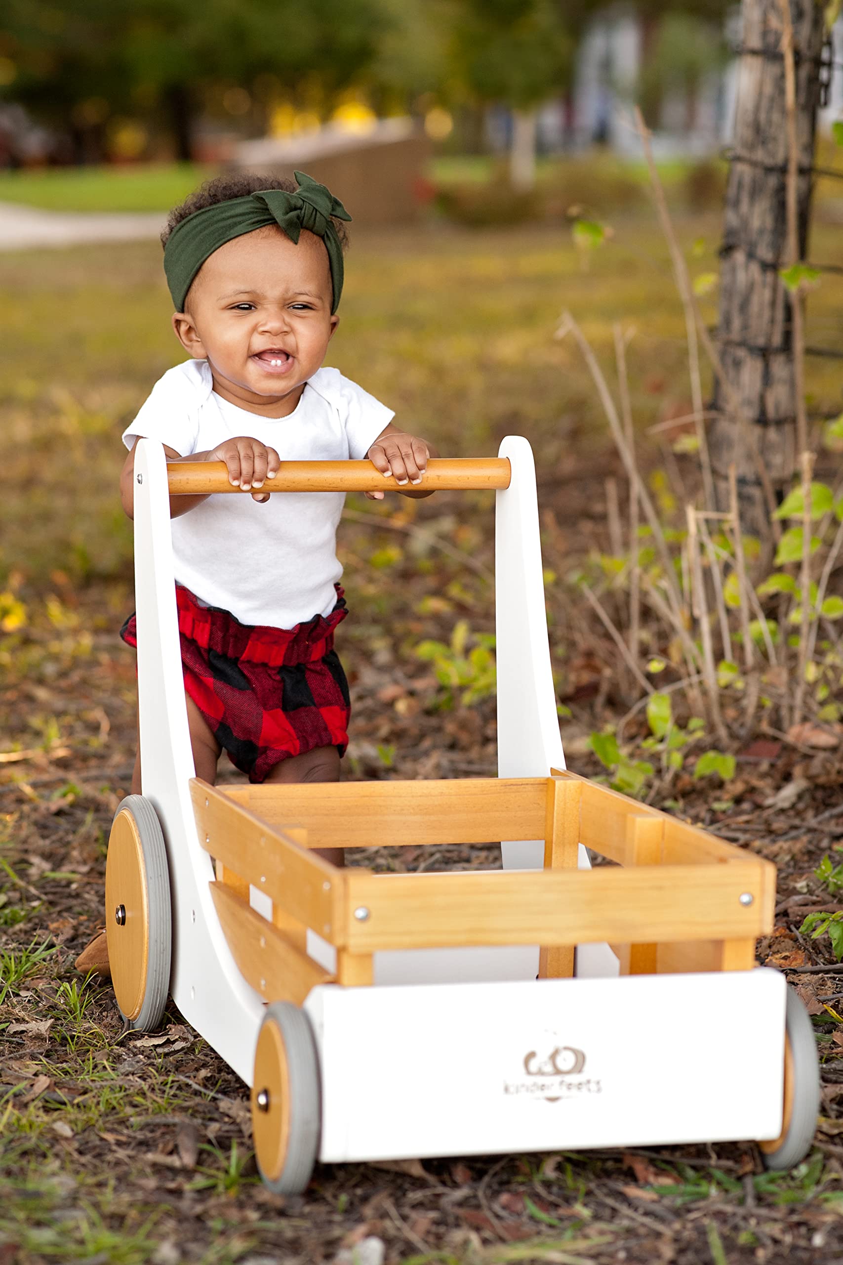 Kinderfeets 2-in-1 Toy Storage Box & Baby Walker with Bamboo Accent - Stylish Nursery Organization for Toddlers | Perfect for Playrooms, Daycares & Gift Giving