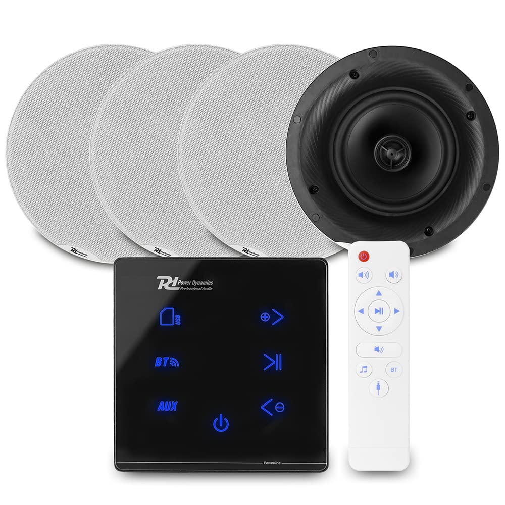 Power Dynamics A100B Bluetooth Ceiling Speaker System with In-Wall Amplifier - 4x FCS6 6.5