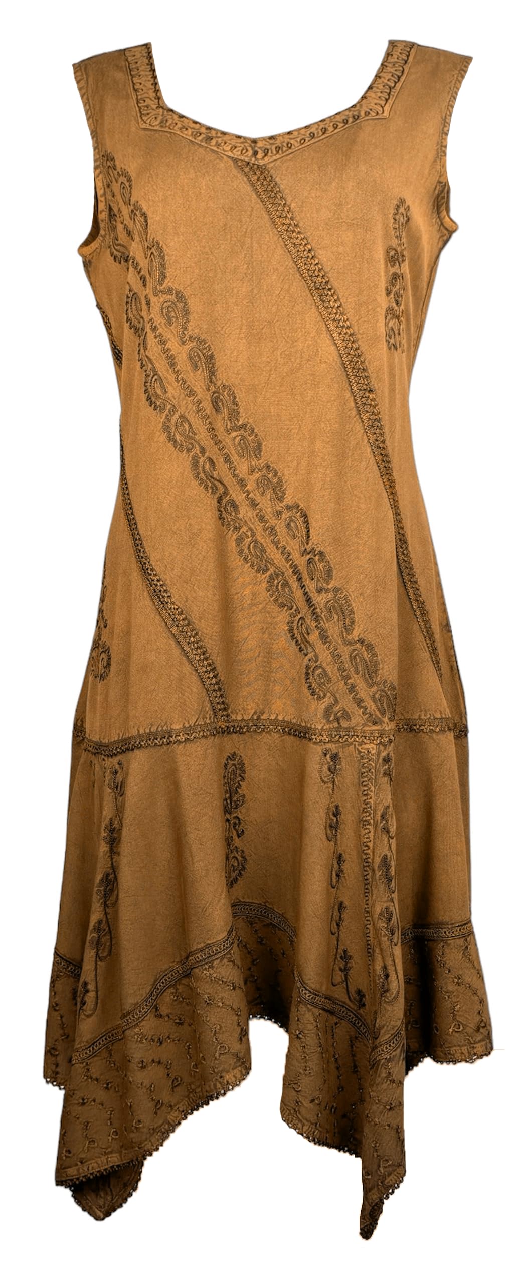Agan Traders 2025 Spring Asymmetrical Hem Sleeveless Formal Dress - Women's Boho Peasant Embroidered Long Maxi Dresses for Weddings, Parties & Special Occasions