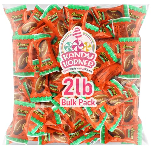 Reese's Peanut Butter Football Chocolate Candy Bars Bulk 2 lb - Individually Wrapped Milk Chocolate & Peanut Butter Snack Size Candy for Parties, Stocking Stuffers, Halloween Treats & Game Day Snacks - Perfect for Football Tailgates, Birthday Favors & Office Treats