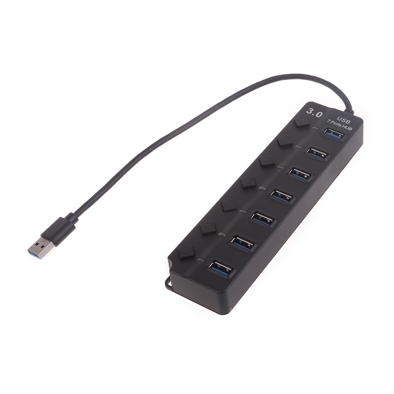 WATERBELINE 7-Port USB Hub with Individual On/Off Switches - High-Speed USB Splitter & Extension Adapter for Laptop, PC, Mac - Compact Multi-Port USB Converter for Home Office, Gaming & Travel