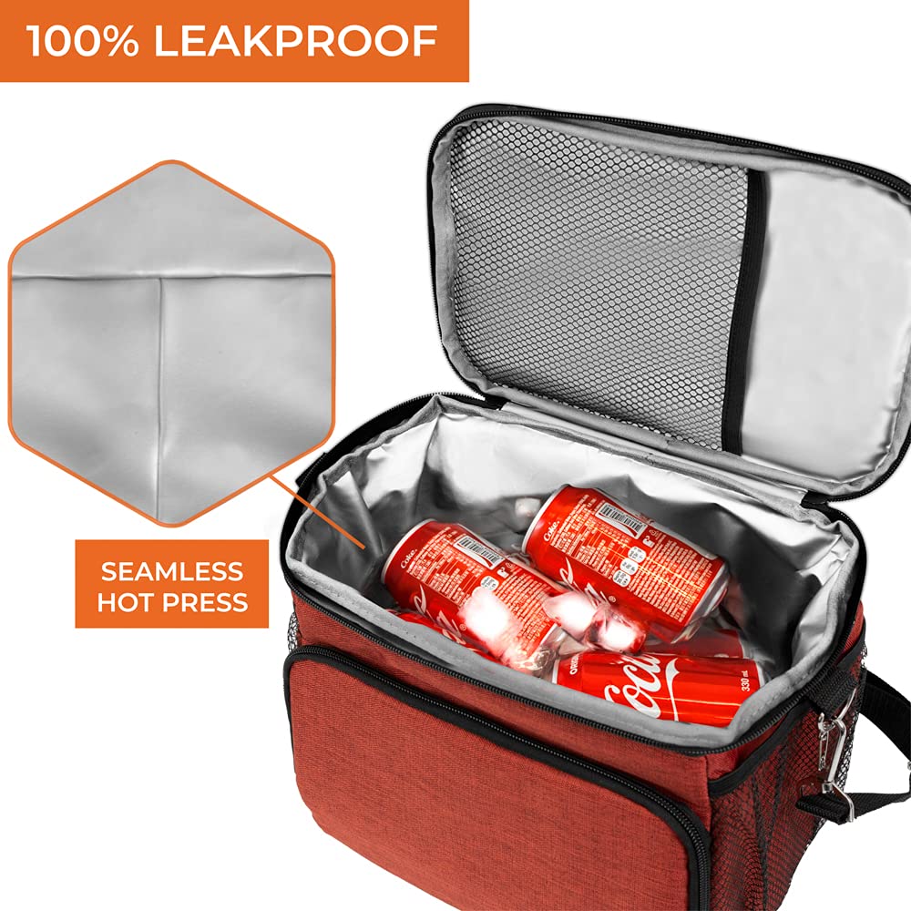 **OPUX Insulated Lunch Bag for Men & Women - Leakproof Soft Lunch Box for Office, Work, School, Picnic - Shoulder Strap Cooler Bag for Kids, Adults, Boys & Girls - Medium Lunch Tote (Heather Red) - Perfect for Meal Prep, Travel & Outdoor Activities**