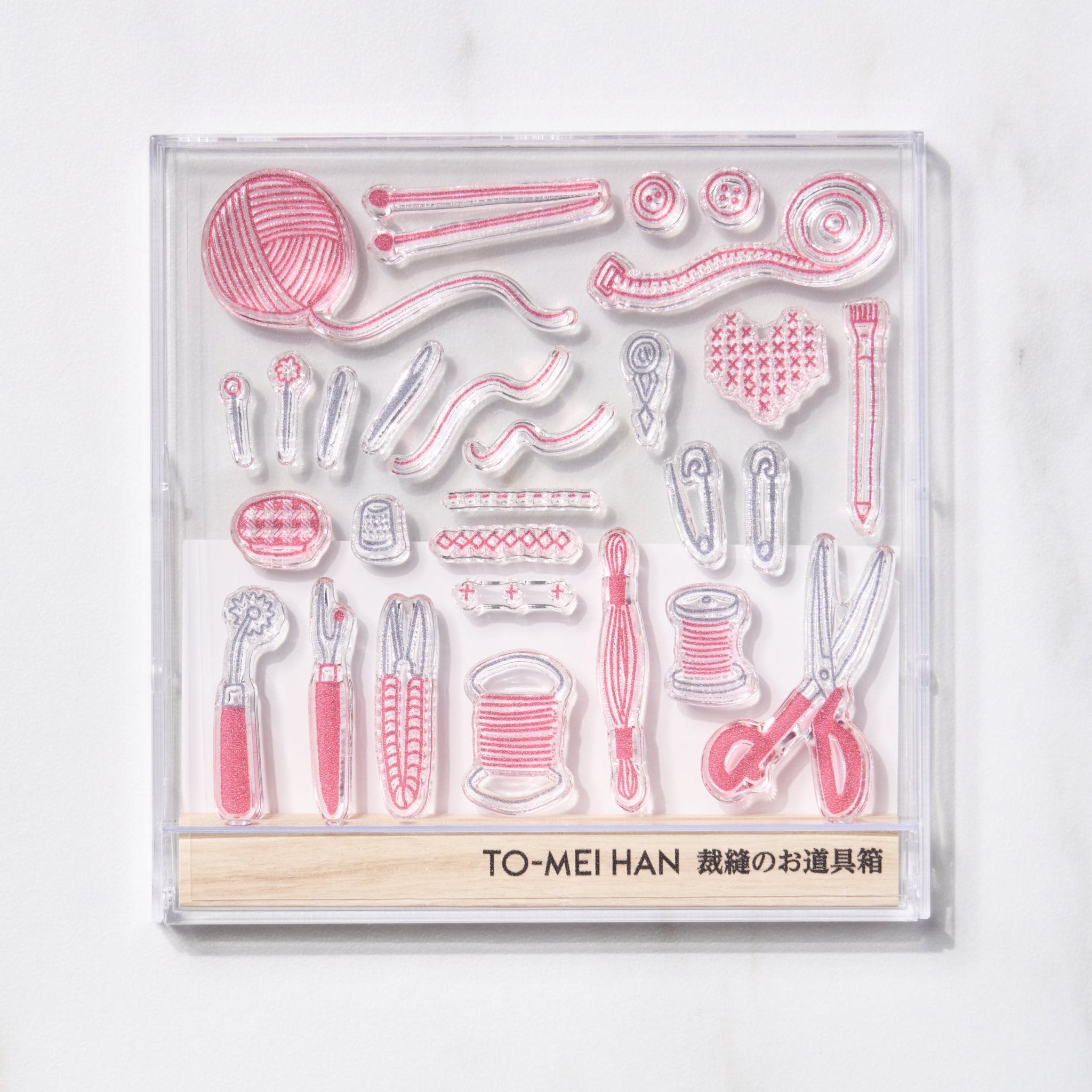 TO MEI HAN Clear Sewing Tool Box with Stamp & Tri Gram - Perfect for DIY Crafting, Scrapbooking & Sewing Projects