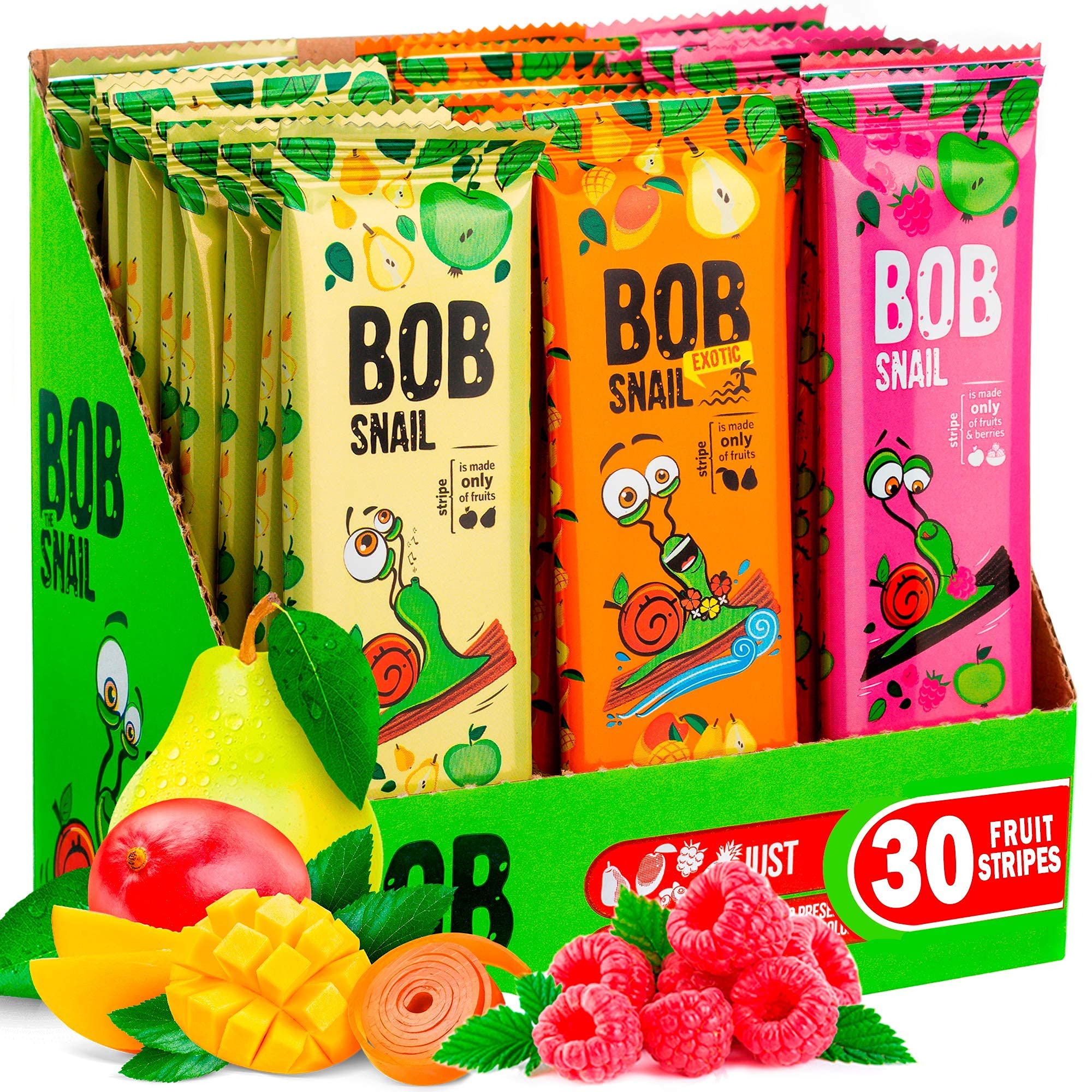 BOB SNAIL Healthy Fruit Snacks - Organic Vegan Gummy Candy for Adults & Kids - Perfect for School Lunches, Road Trips & Office Snacks