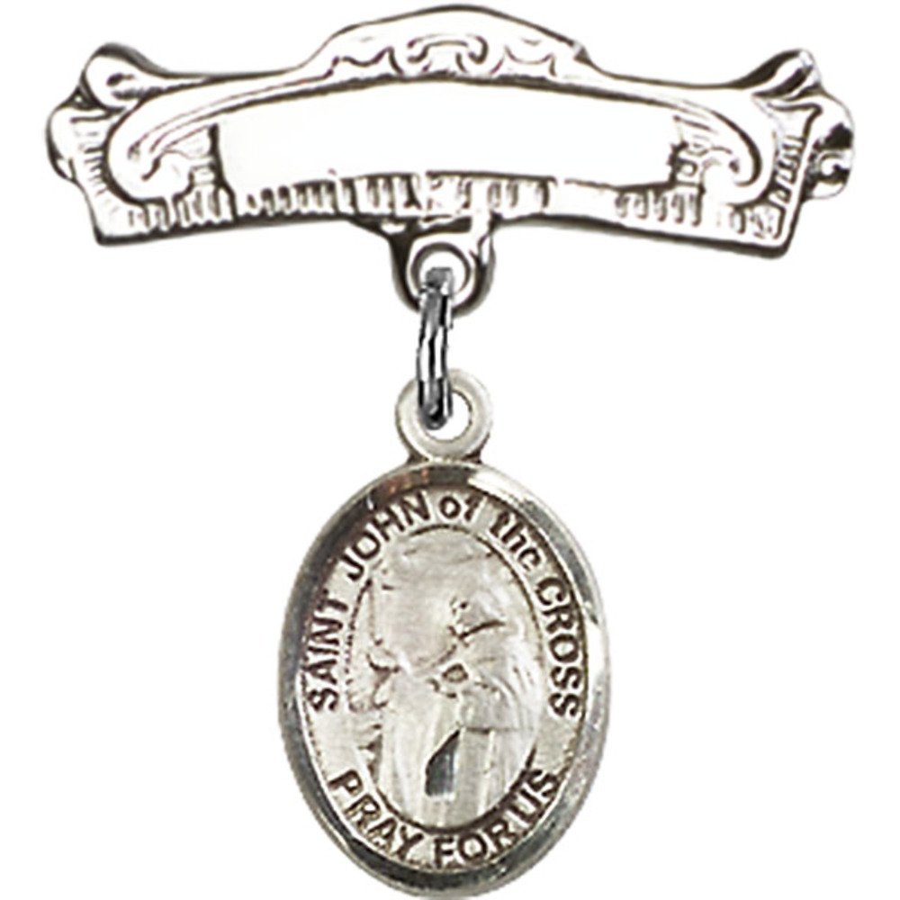 Sterling Silver Baby Badge with St. John of The Cross Charm - 7/8