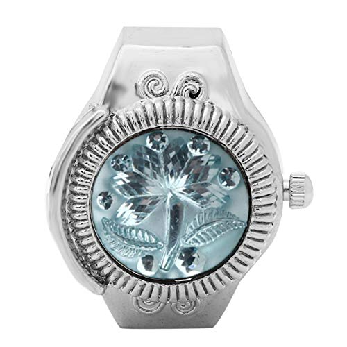 Elegant Rose Flower Finger Ring Watch for Women - Anti-Loss Flip-Up Cover, Round Quartz Watch with Stylish Design [White] - Perfect for Parties, Weddings, and Everyday Fashion Accessories