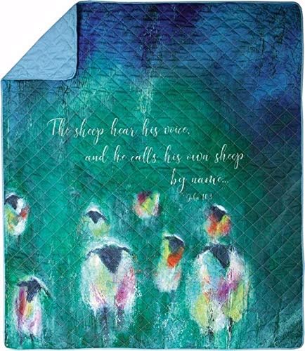 Handcrafted Wooden Quilt - The Sheep Hear His Voice (John 10:3) - 50 x 60 Inch - Christian Home Decor, Wall Hanging for Bedroom & Living Room