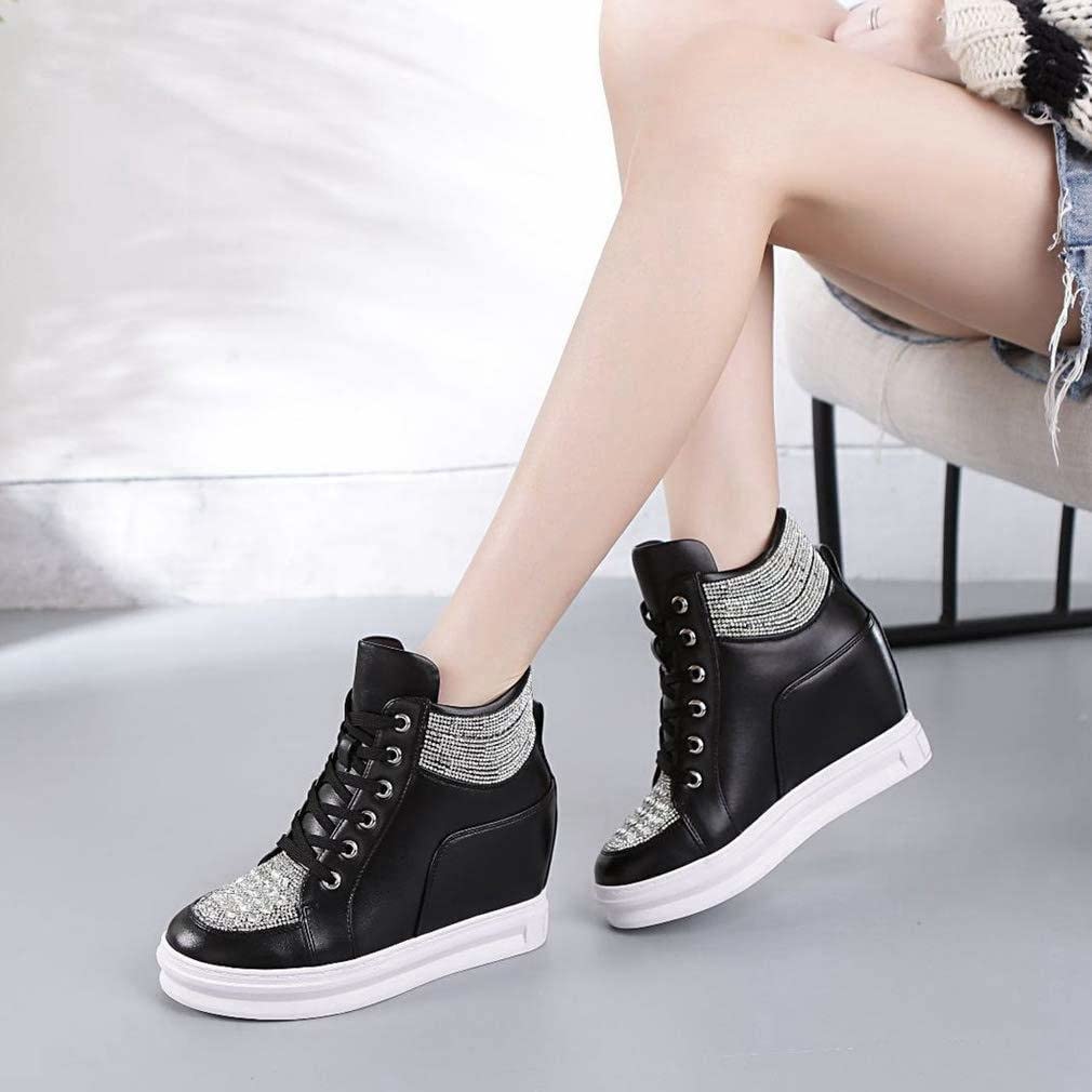 ZBYY Women's Fashion Platform Sneakers - Lace Up Hidden Wedge Heel High Top Walking Shoes | Comfortable Ankle Booties for Casual Outfits, Street Style & Daily Wear