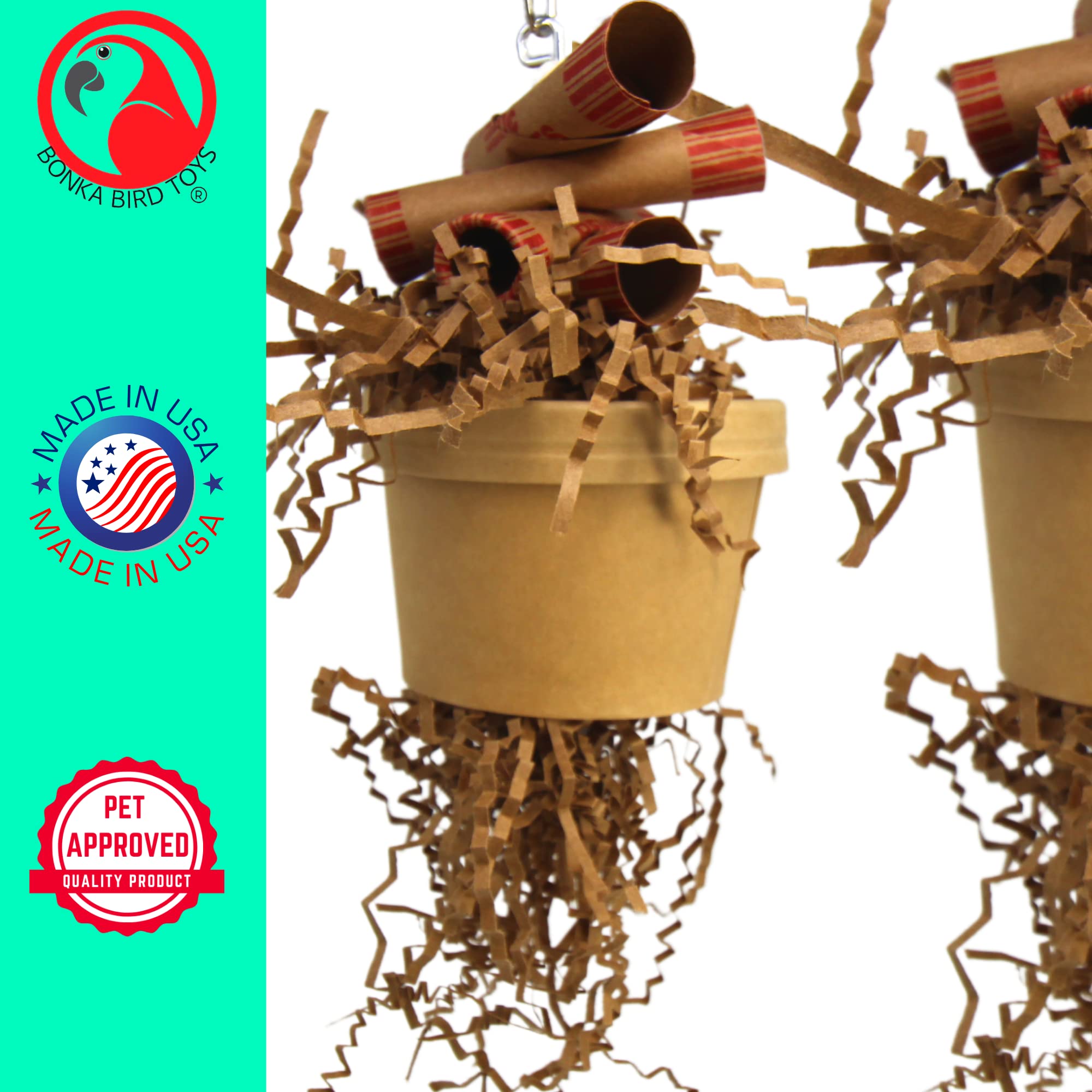 Bonka Bird Toys 3868 Money Pot - Small & Medium Foraging Toy with Treat Box, Chewable Paper & Coin Tube - Perfect for Cockatiels, Parakeets, Conures & Similar Birds - Stimulate Natural Foraging & Play Behavior