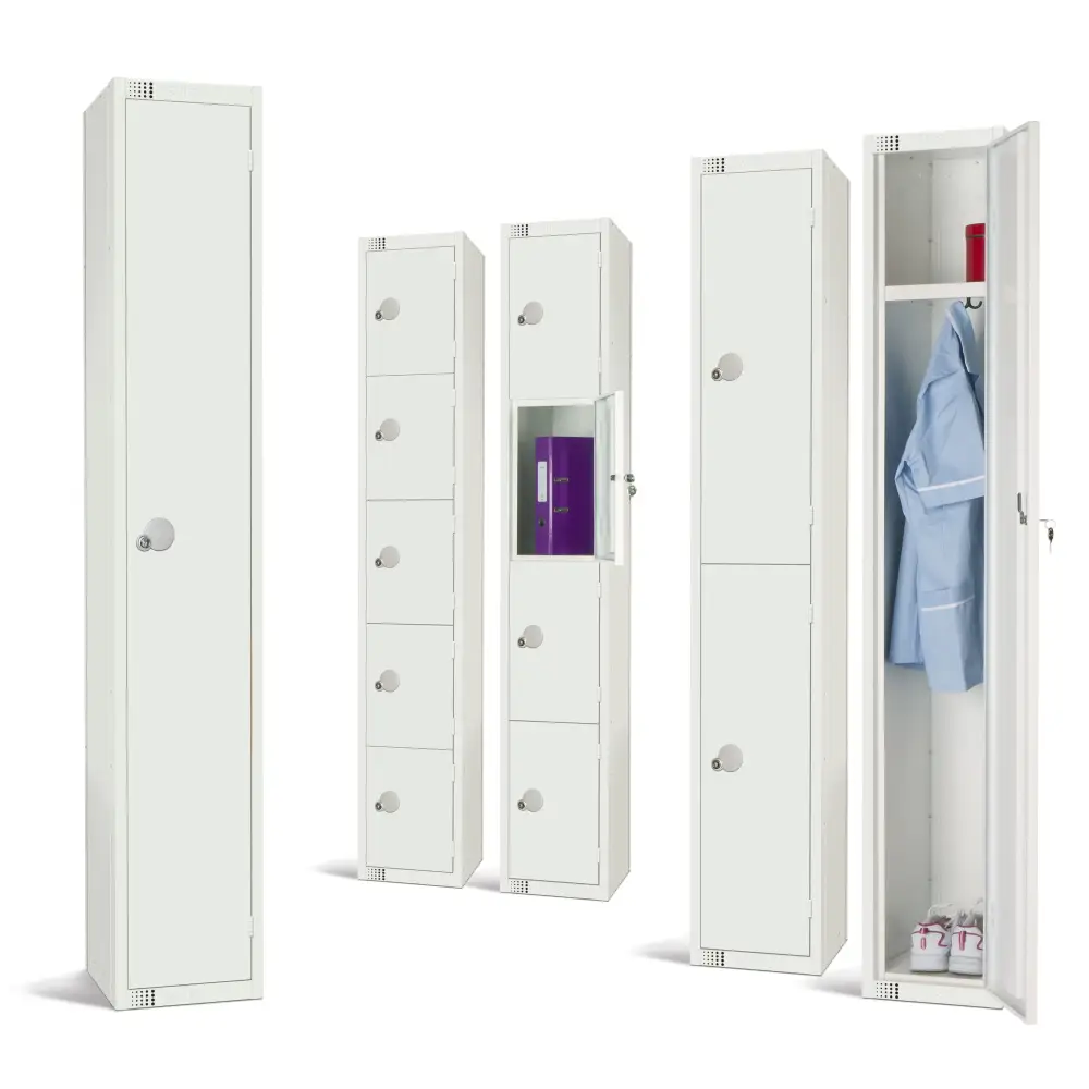 Premium White Metal Lockers for Schools, Gyms & Offices - Durable Storage Solution for Home & Commercial Use