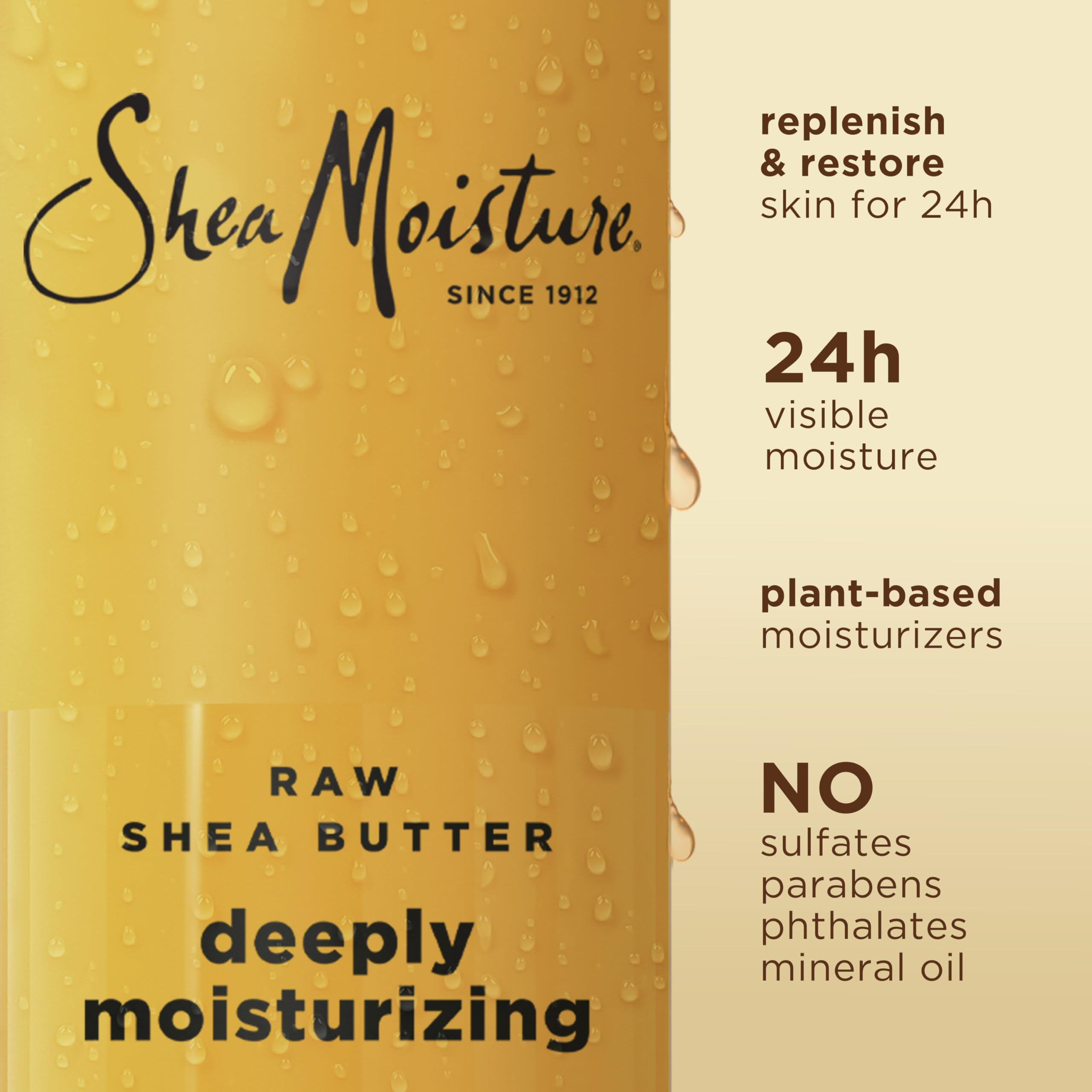 SheaMoisture Raw Shea Butter Body Wash - 24H Deep Moisturizing & Restoring Body Wash for Healthy Glowing Skin - 18 oz - Perfect for Dry Skin Care & Daily Shower Hydration
