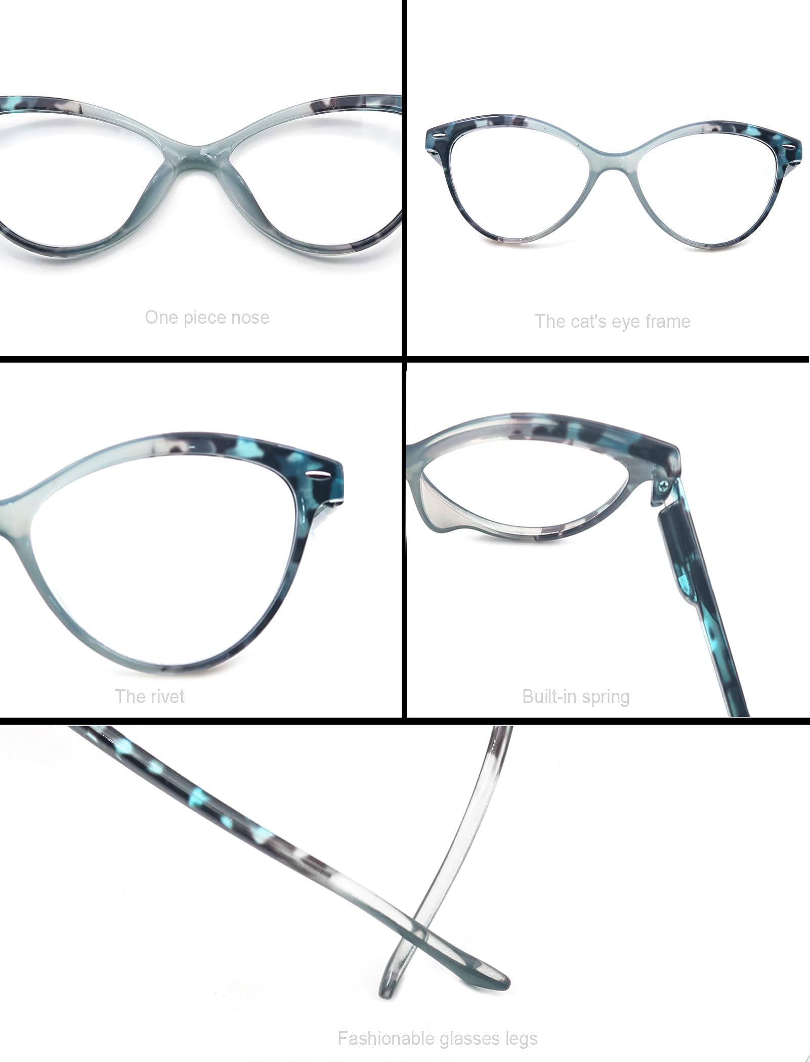 MODFANS 4 Pack Cat Eye Reading Glasses for Women - Spring Hinge Fashion Readers with Comfortable Fit | Perfect for Reading, Office Work & Stylish Everyday Wear
