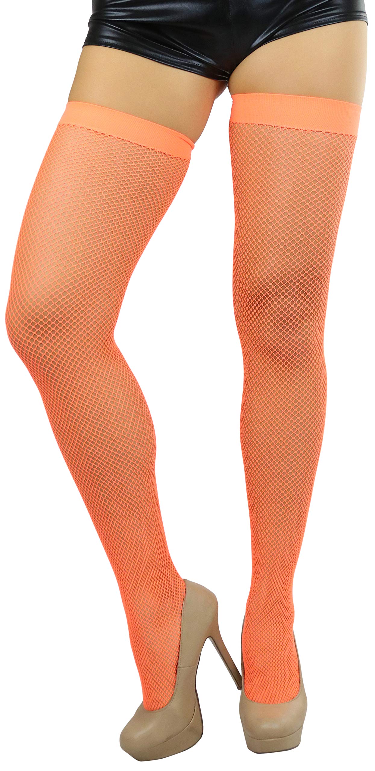 ToBeInStyle Women’s Bright & Vibrant Fishnet Thigh High Stockings - Sexy Fashion Hosiery for Parties, Cosplay & Night Out Outfits