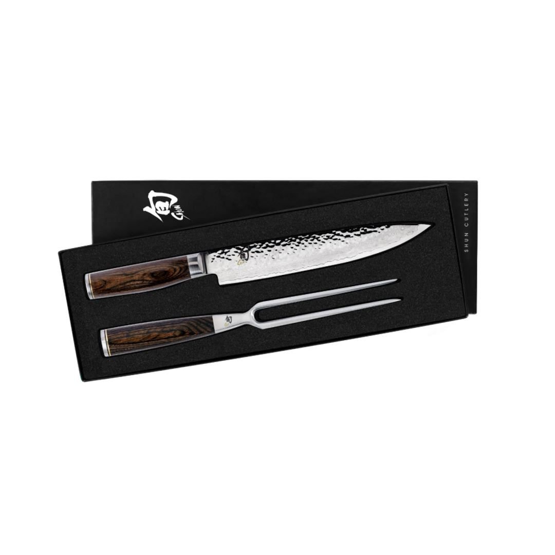 Shun Premier 2-Piece Carving Knife Set - Professional Japanese Steel Chef Knives for Slicing Meat, Roasts & Poultry - Perfect for Holiday Dinners, BBQ Parties & Home Cooking
