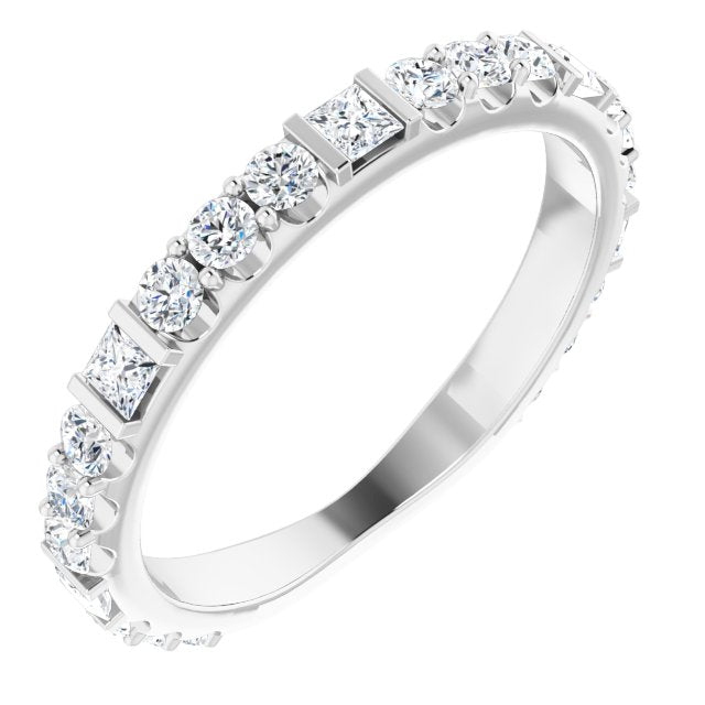 0.84 ct Princess & Round Cut Diamond Wedding Band Ring for Women - Elegant Bridal Jewelry for Engagement, Anniversary & Special Occasions