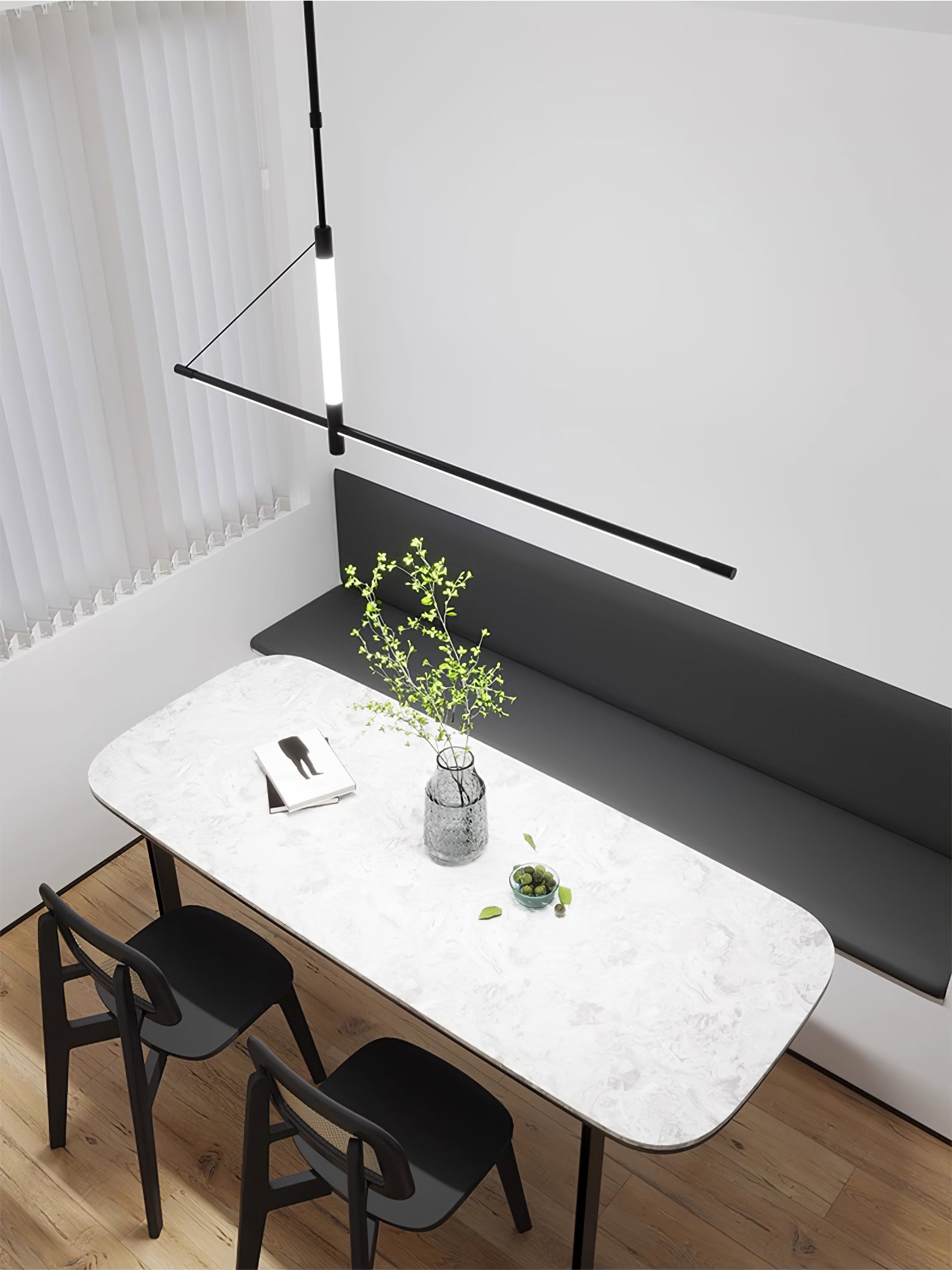 Linea Axis Pendant Light - Modern Minimalist Hanging Lamp for Kitchen Island, Dining Room & Bedroom Lighting - Adjustable Height LED Fixture with Clear Glass Shade
