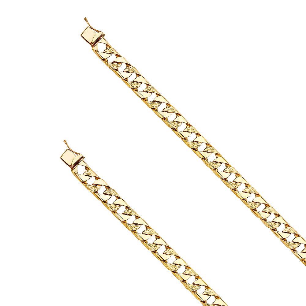 14K Yellow Gold Nugget Cuban Link Bracelet - 8.5