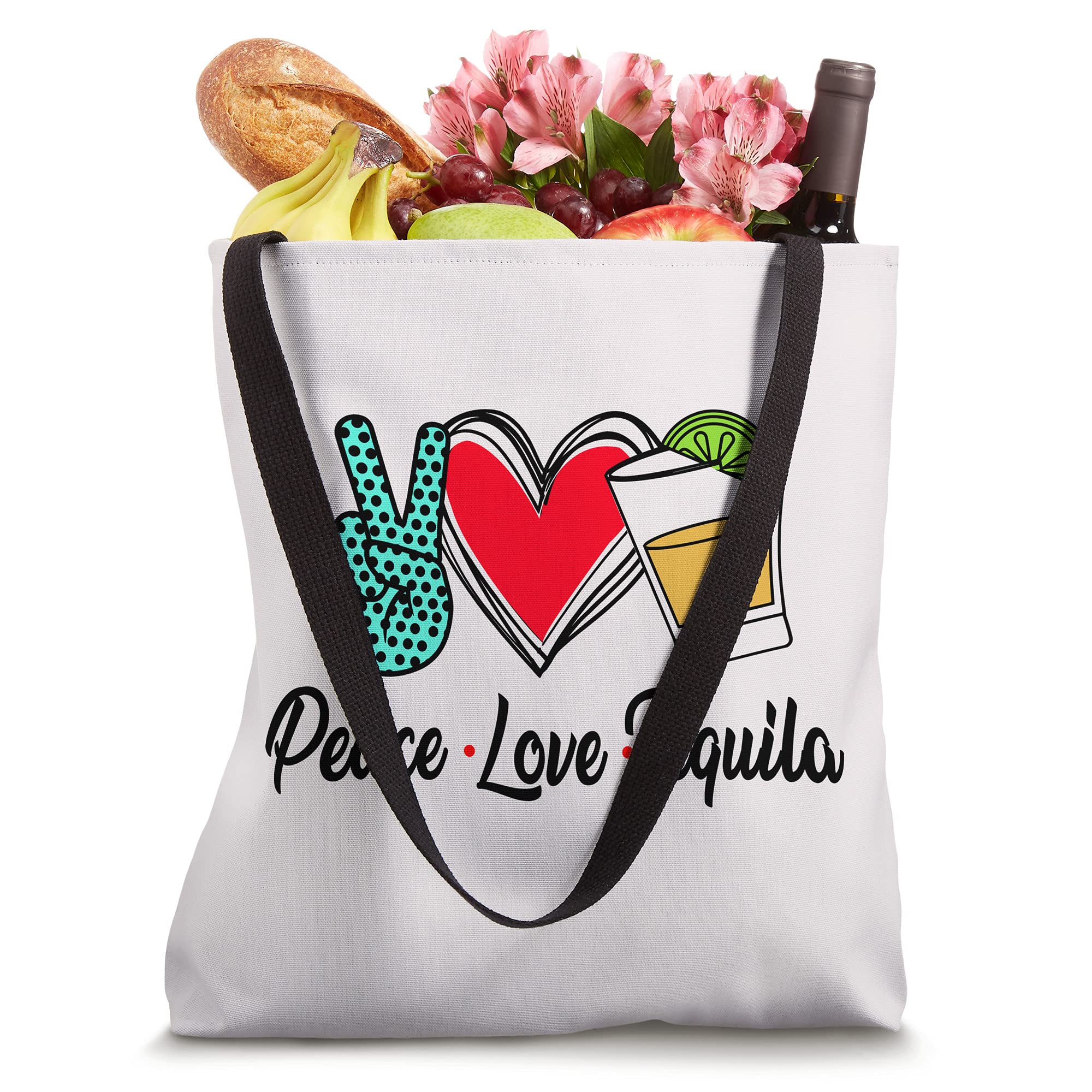 Peace & Love Tequila Tote Bag - Reusable Wine & Cocktail Carrier for Parties, Beach Outings & Bar Hopping - Perfect Gift for Tequila Lovers
