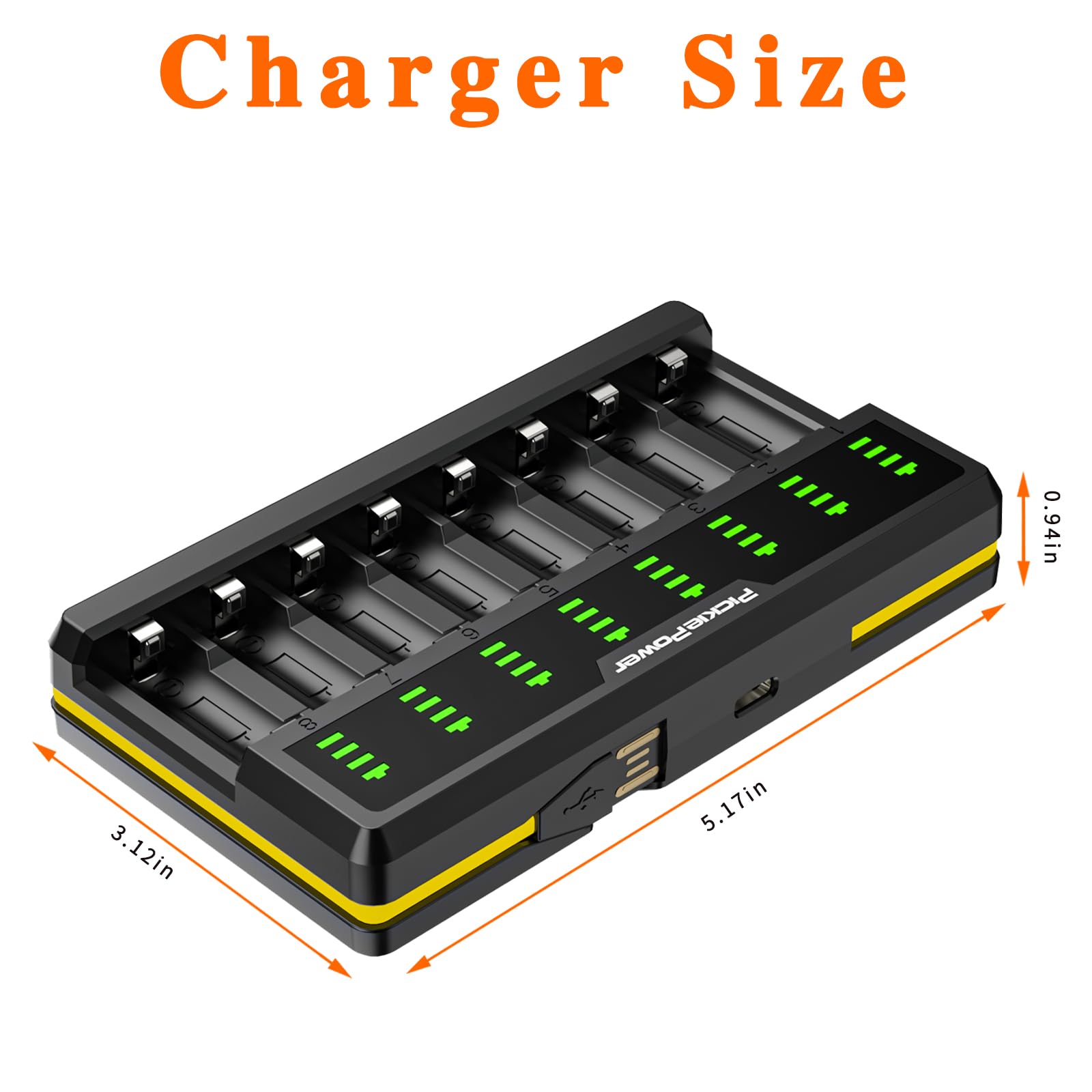 Arlo Battery Charger for 123A Rechargeable Batteries - 8 Bay LED Display Charger Compatible with Arlo VMC3030 VMK3200 VMS3330 3430 3530 Cameras (Batteries Not Included) - Perfect for Home Security Camera System Charging