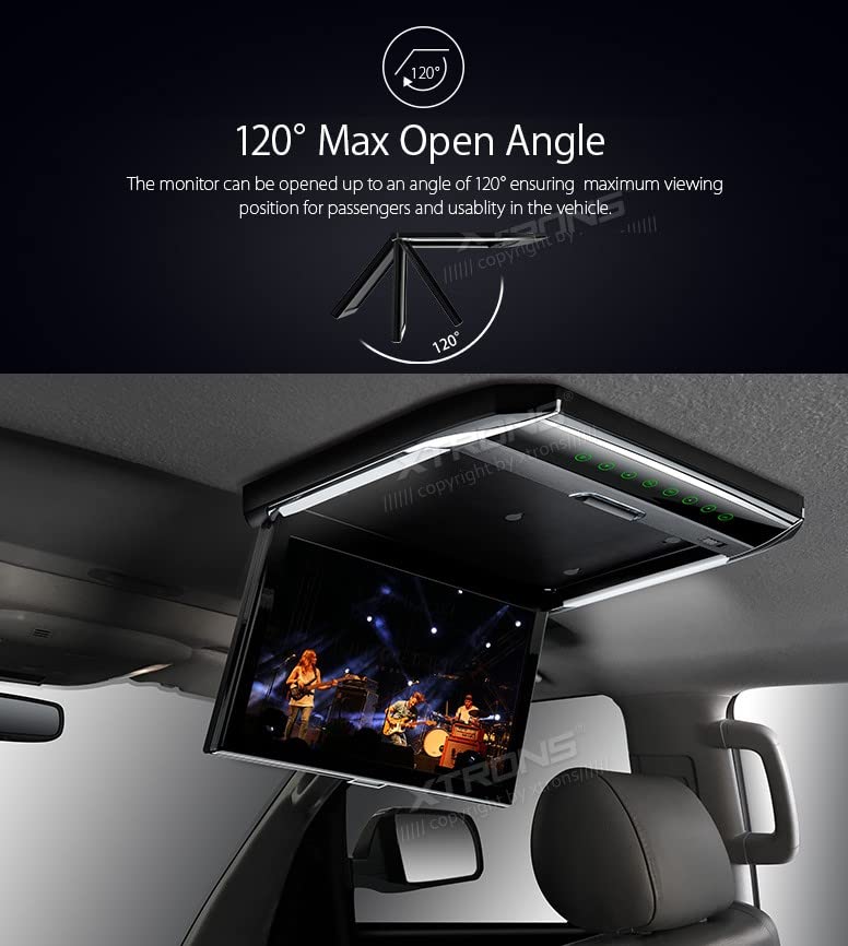 XTRONS® 12.1 Inch 1080P HD Roof Mounted Car Overhead Monitor with HDMI Port & IR Headphones - Black New Version (No DVD) for Rear Seat Entertainment in SUVs, Minivans, and Family Vehicles